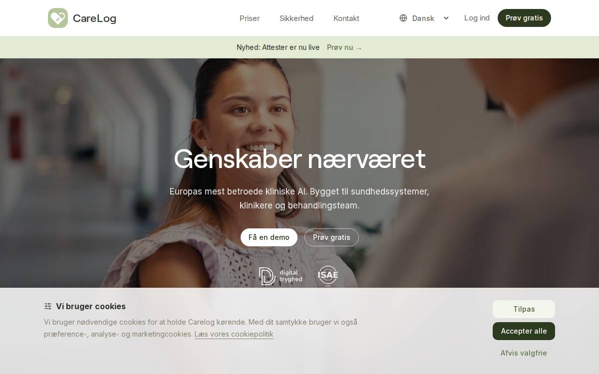 Carelog website preview