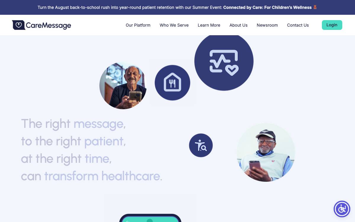 CareMessage website preview