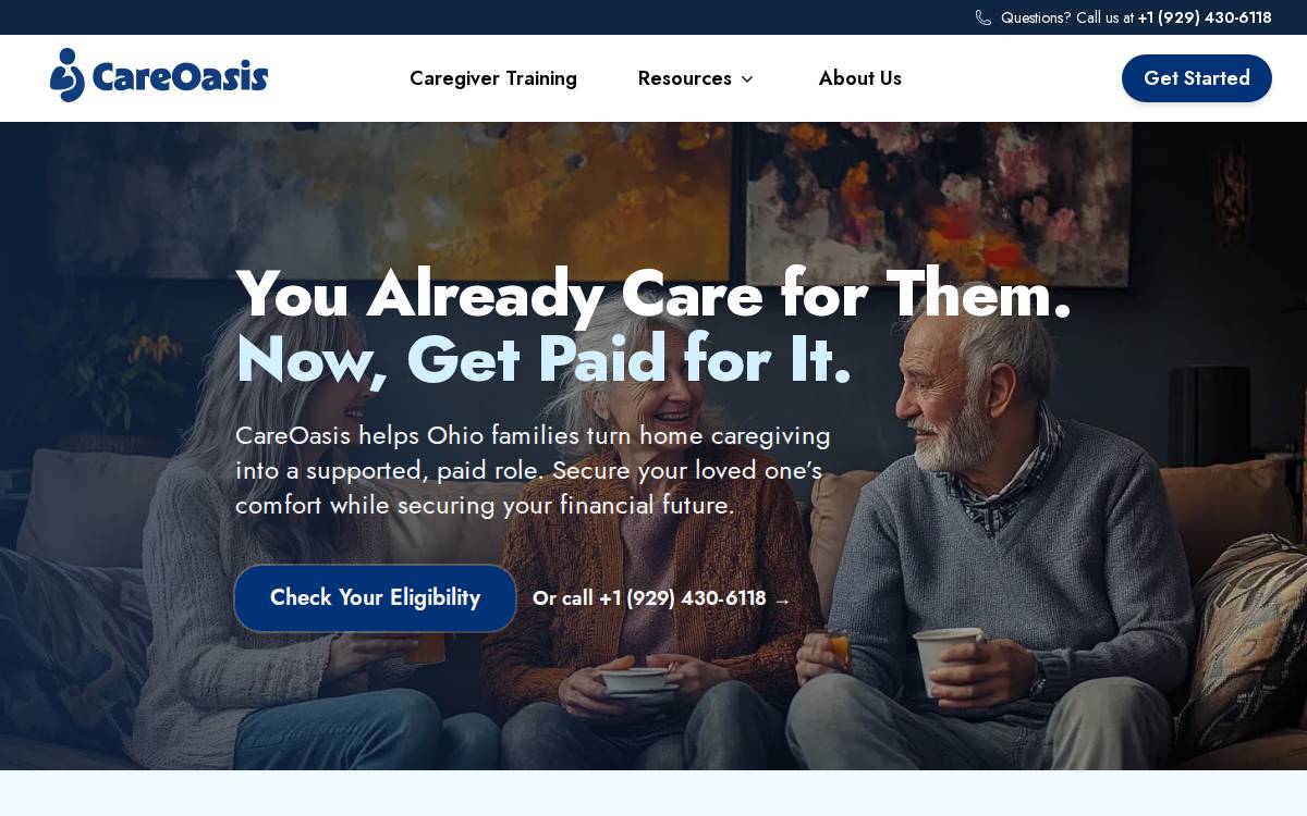 CareOasis website preview