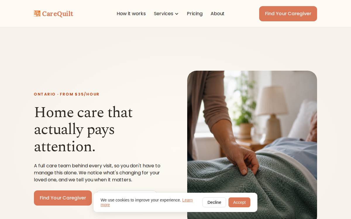 Carequilt website preview