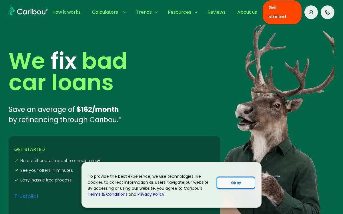 Caribou website preview