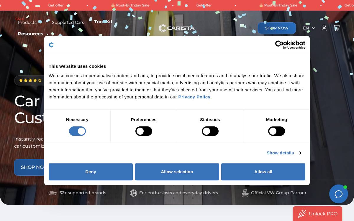 CARISTA website preview