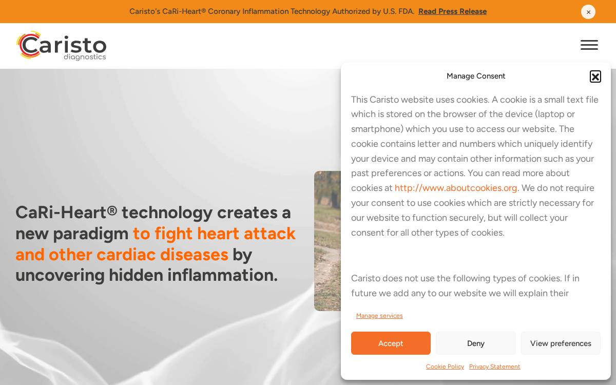 Caristo Diagnostics website preview
