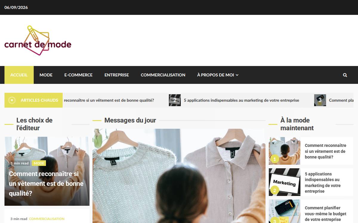 Carnet de mode website preview