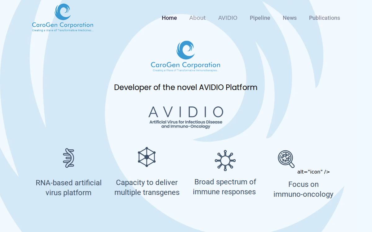 CaroGen Corporation website preview
