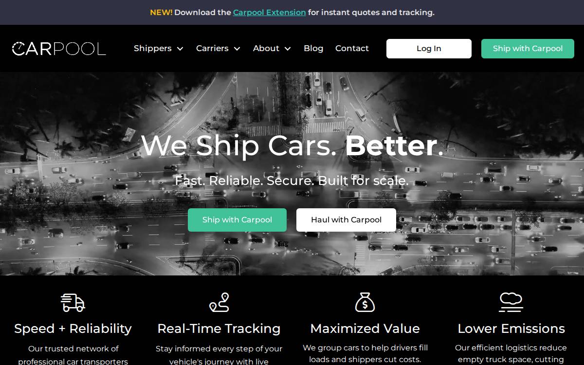 Carpool Logistics website preview