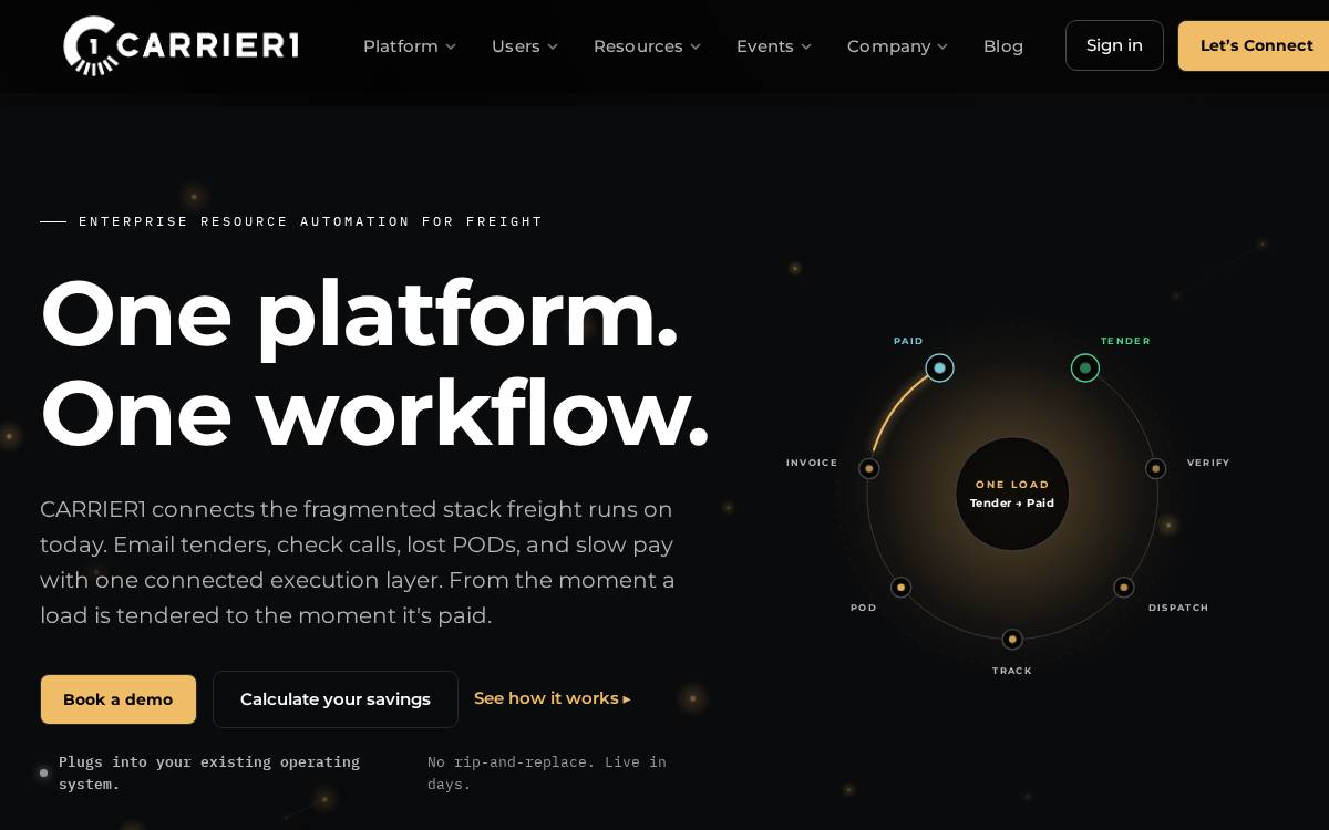 Carrier1 website preview