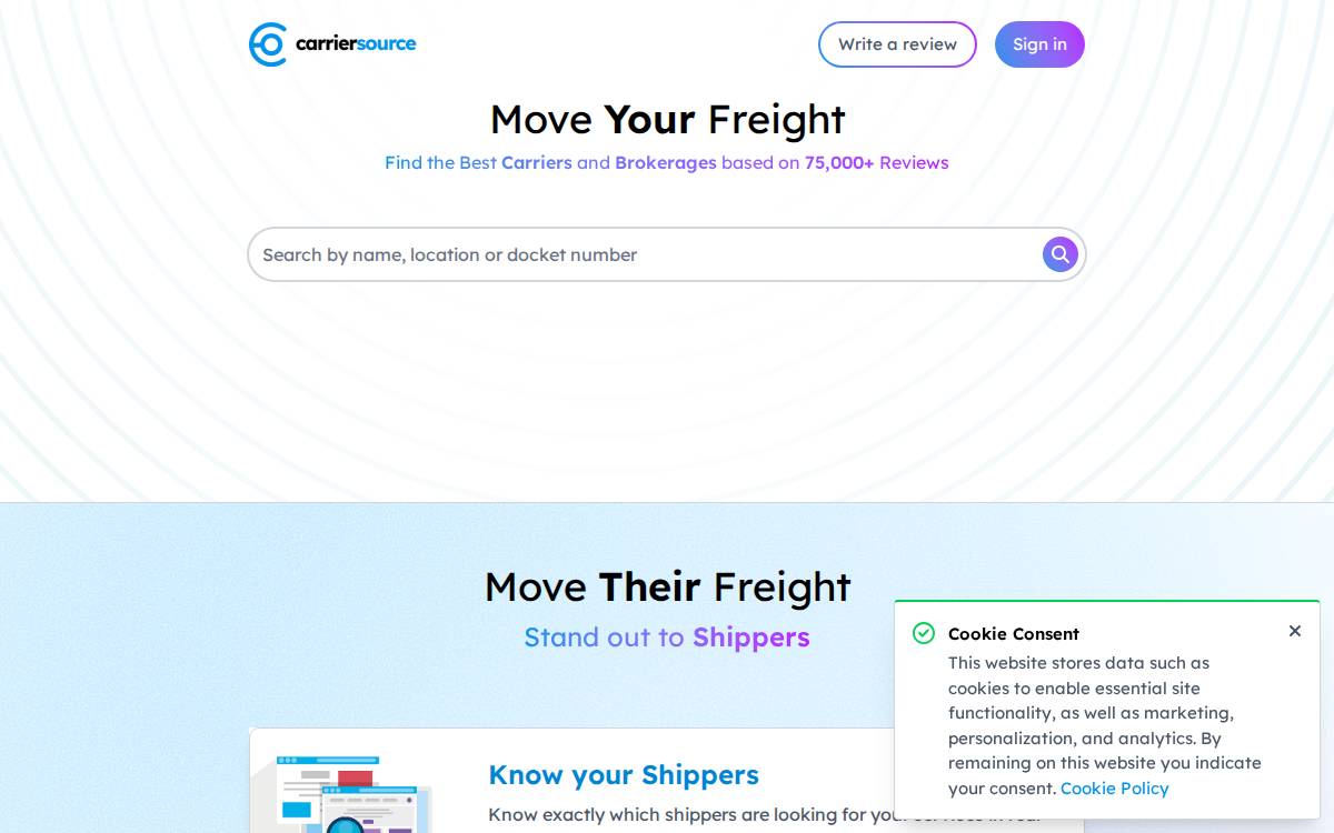 CarrierSource website preview