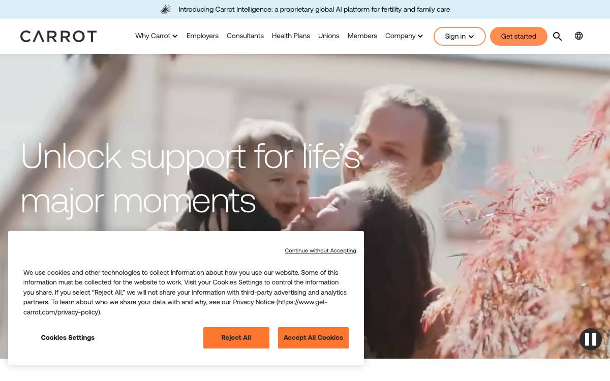 Carrot Fertility website preview