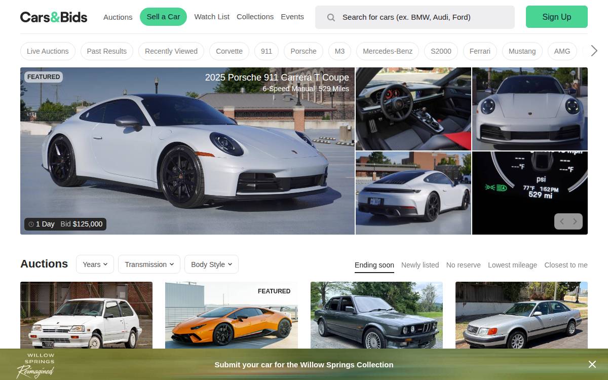 Cars & Bids website preview
