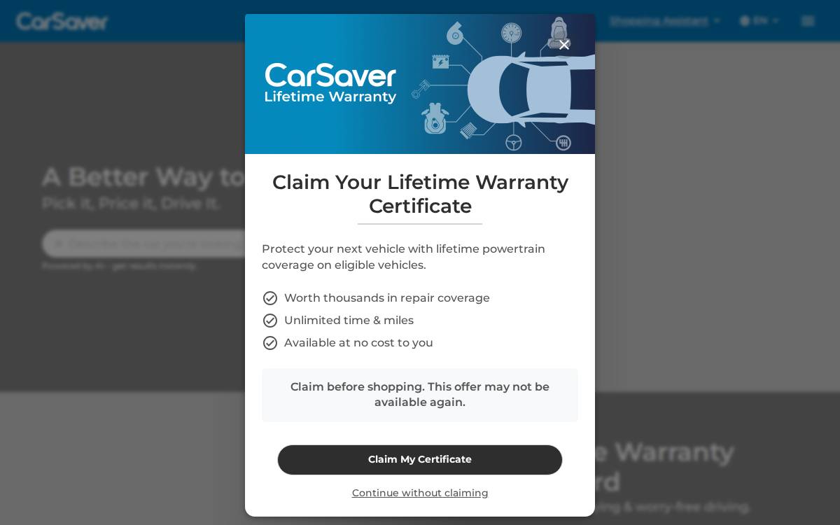 CarSaver website preview