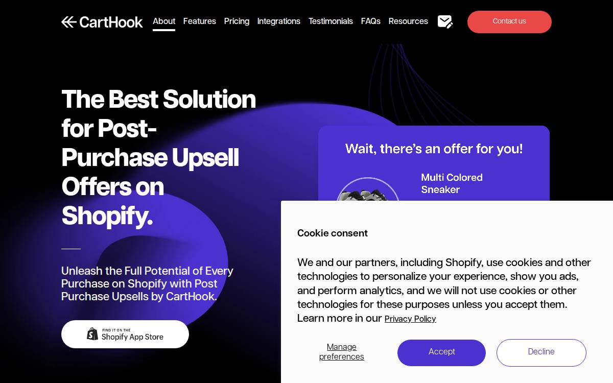 CartHook website preview