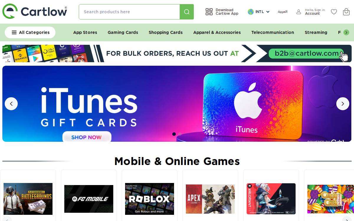 Cartlow website preview