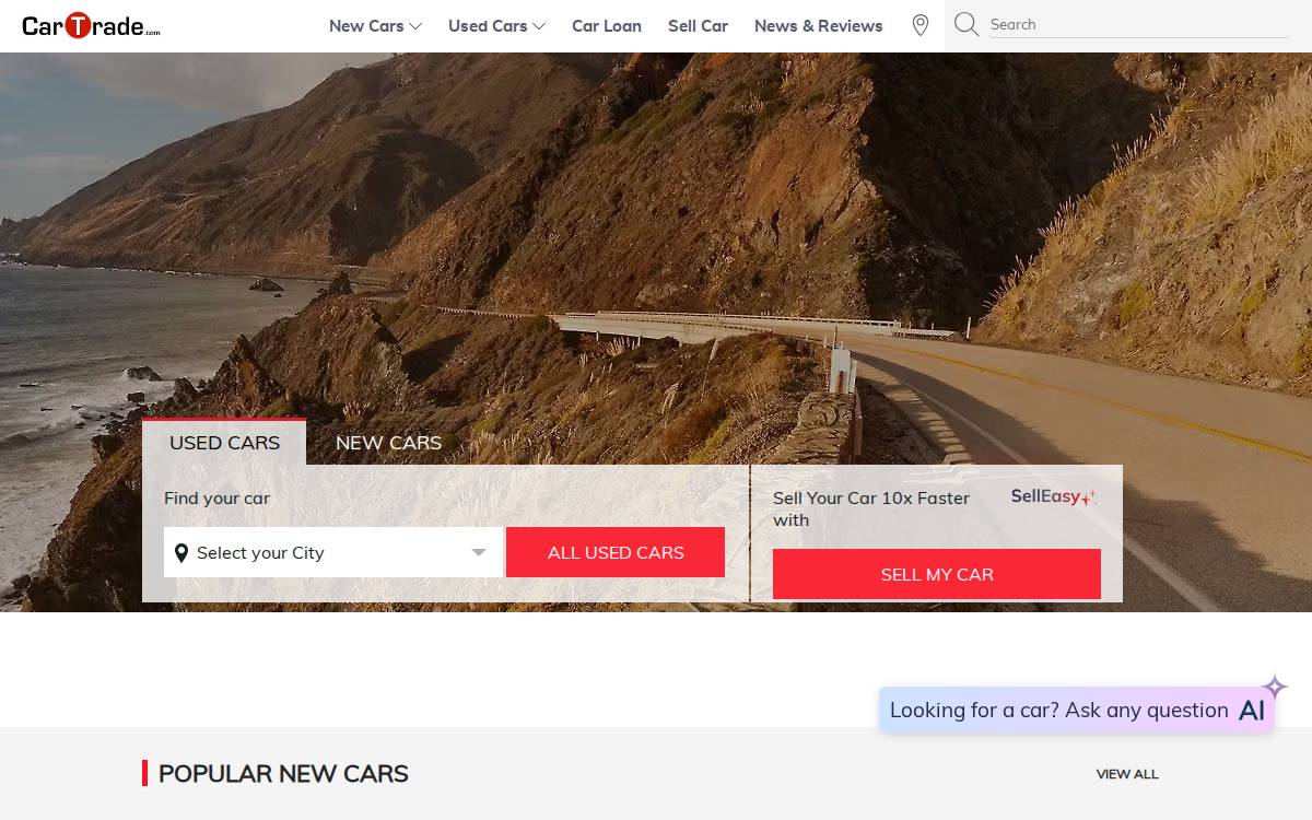 CarTrade website preview