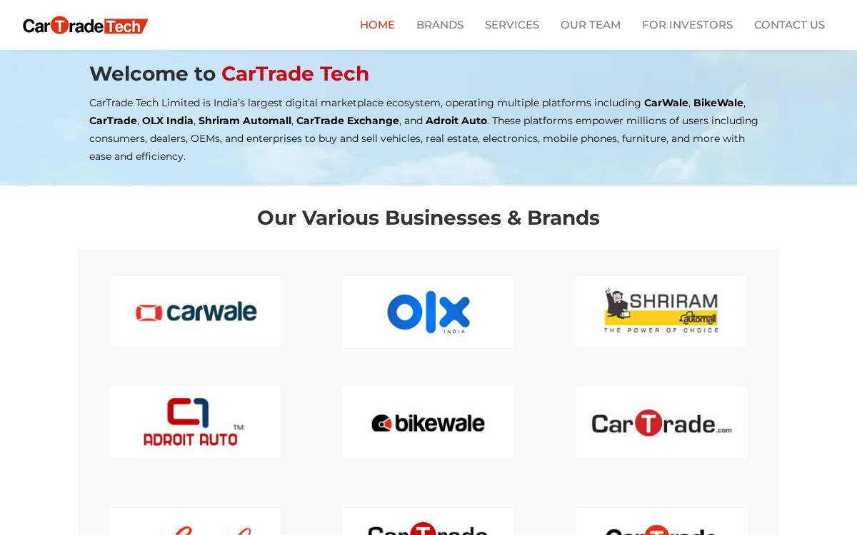 CarTrade Tech website preview