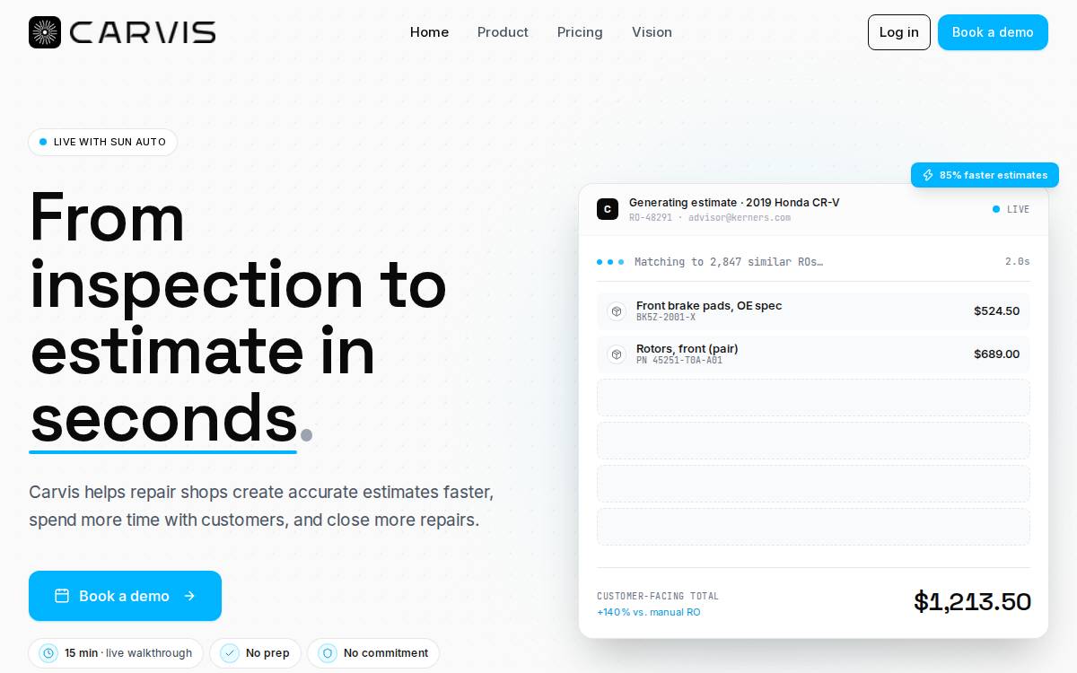 Carvis AI website preview