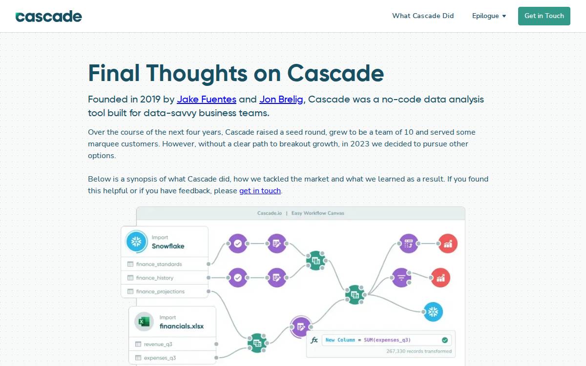 Cascade website preview