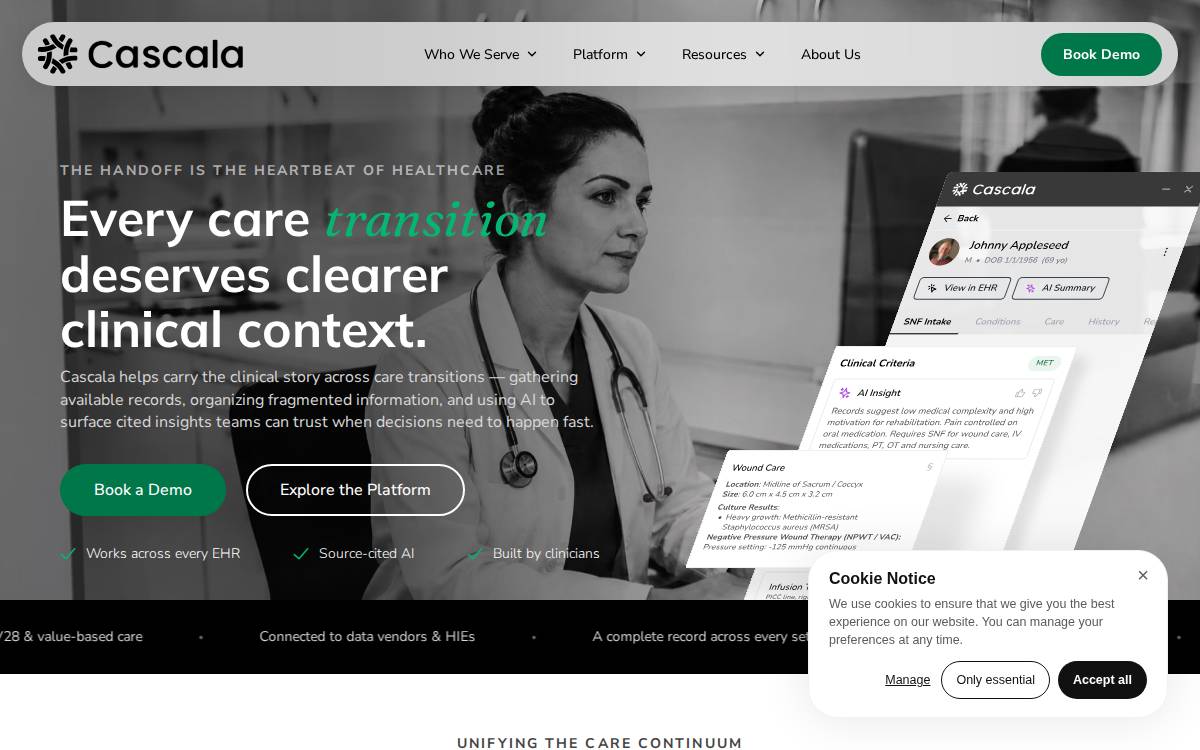 Cascala Health website preview