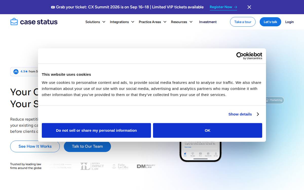 Case Status website preview