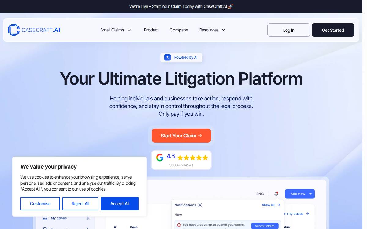 Casecraft website preview