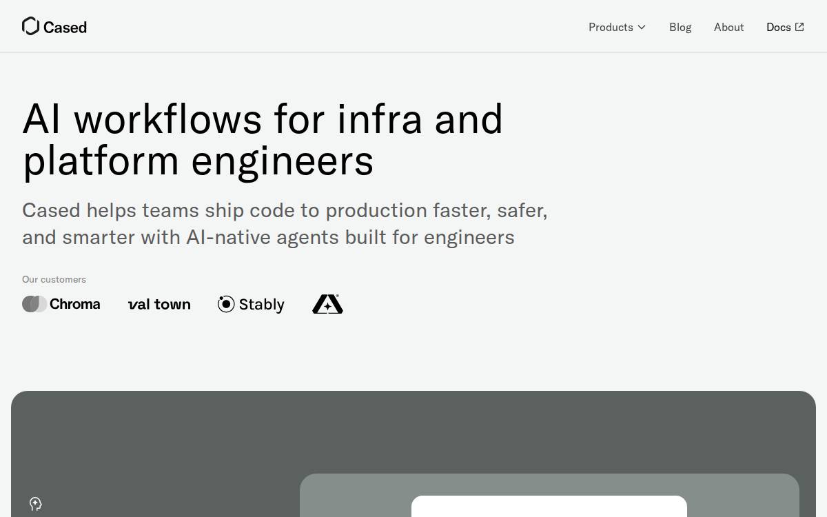 Cased website preview