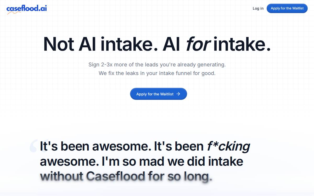Caseflood.ai website preview