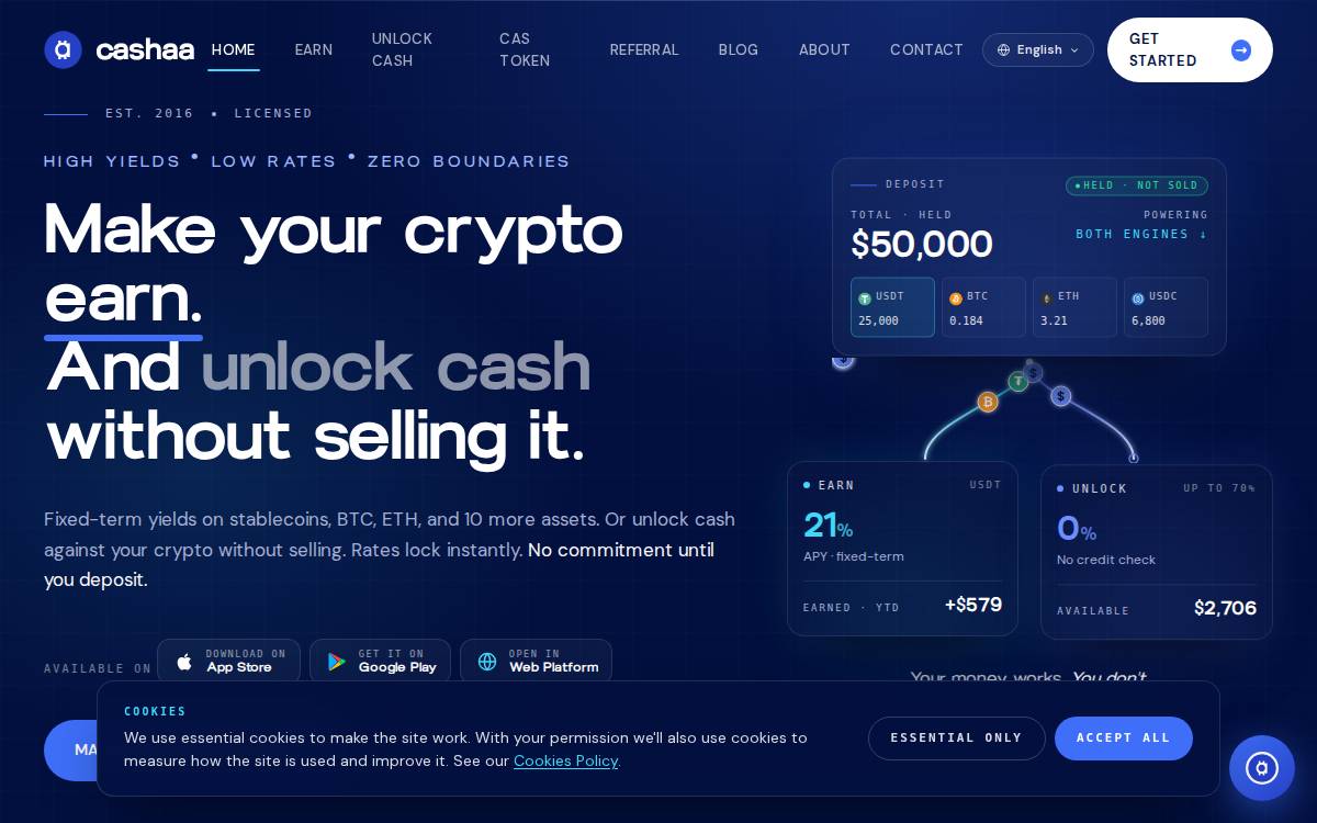 Cashaa website preview