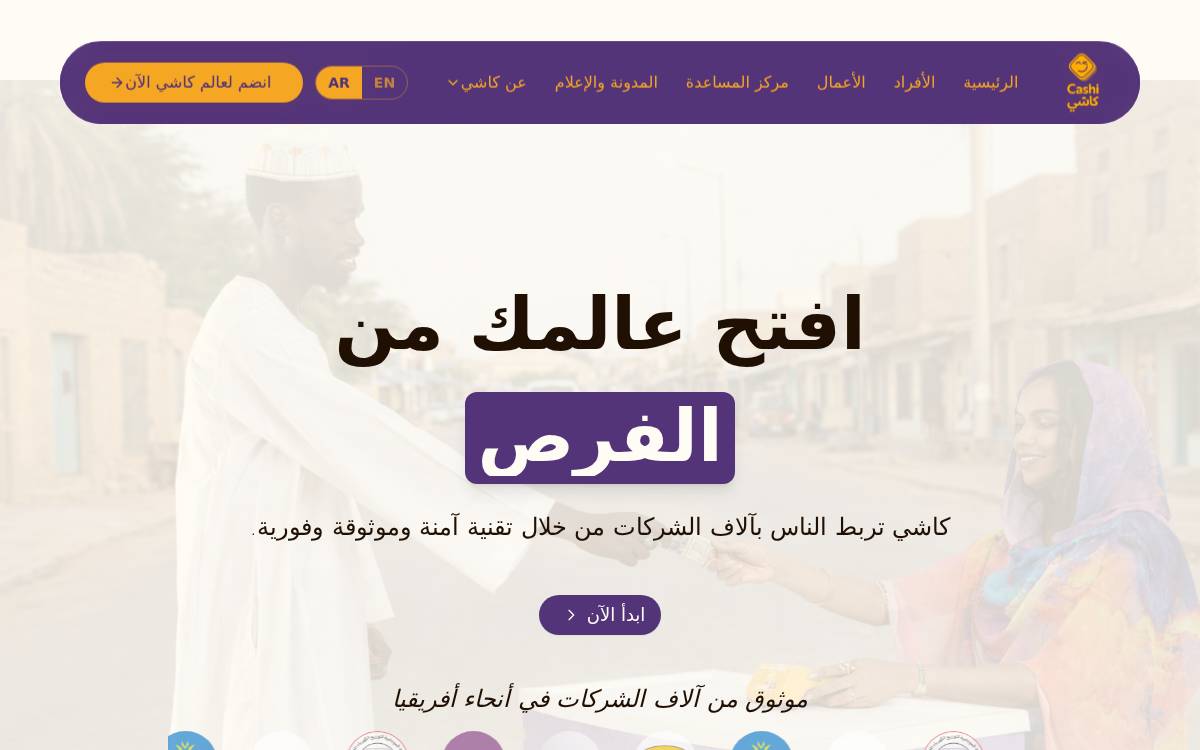 Cashi website preview