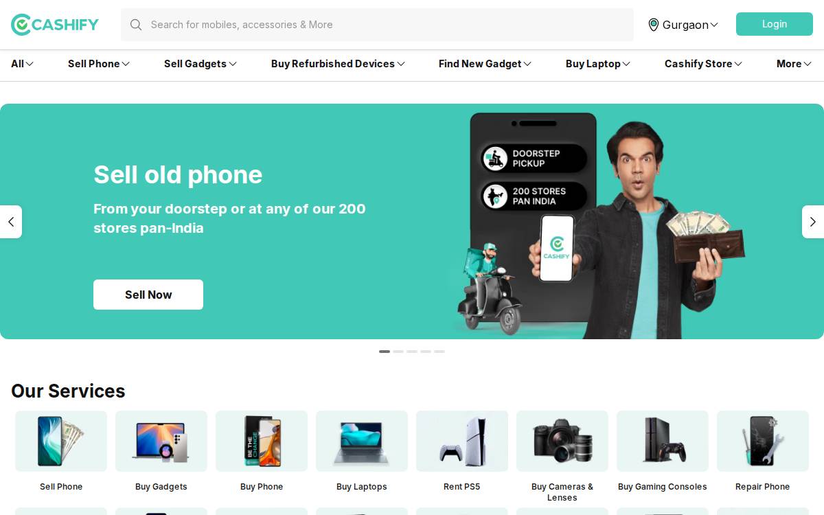 Cashify website preview