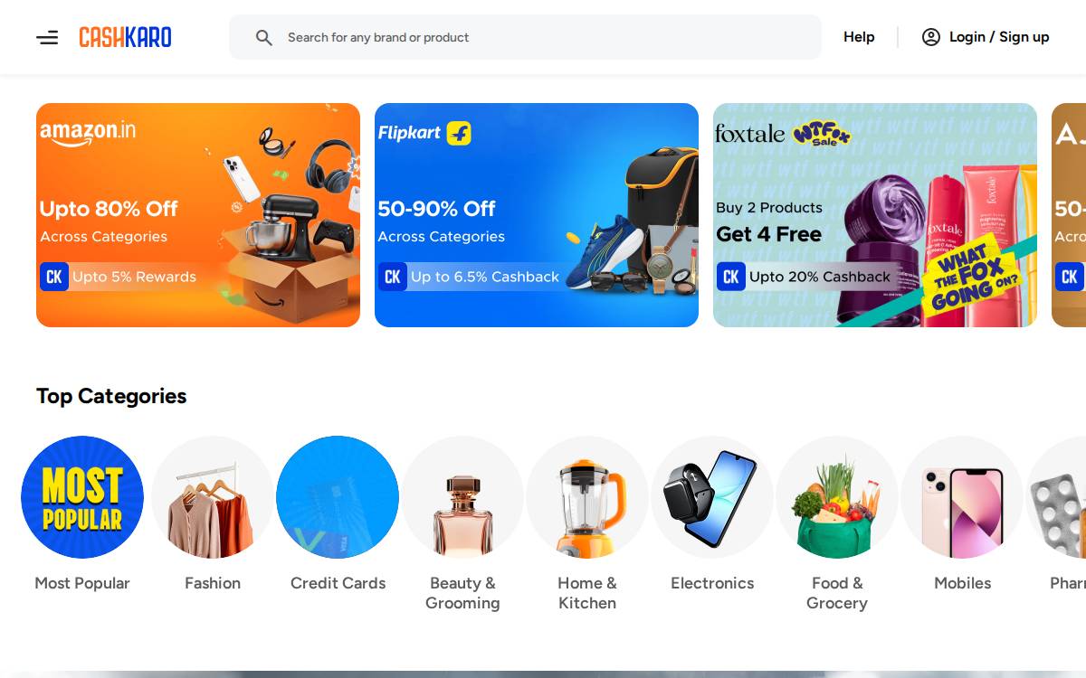 CashKaro website preview
