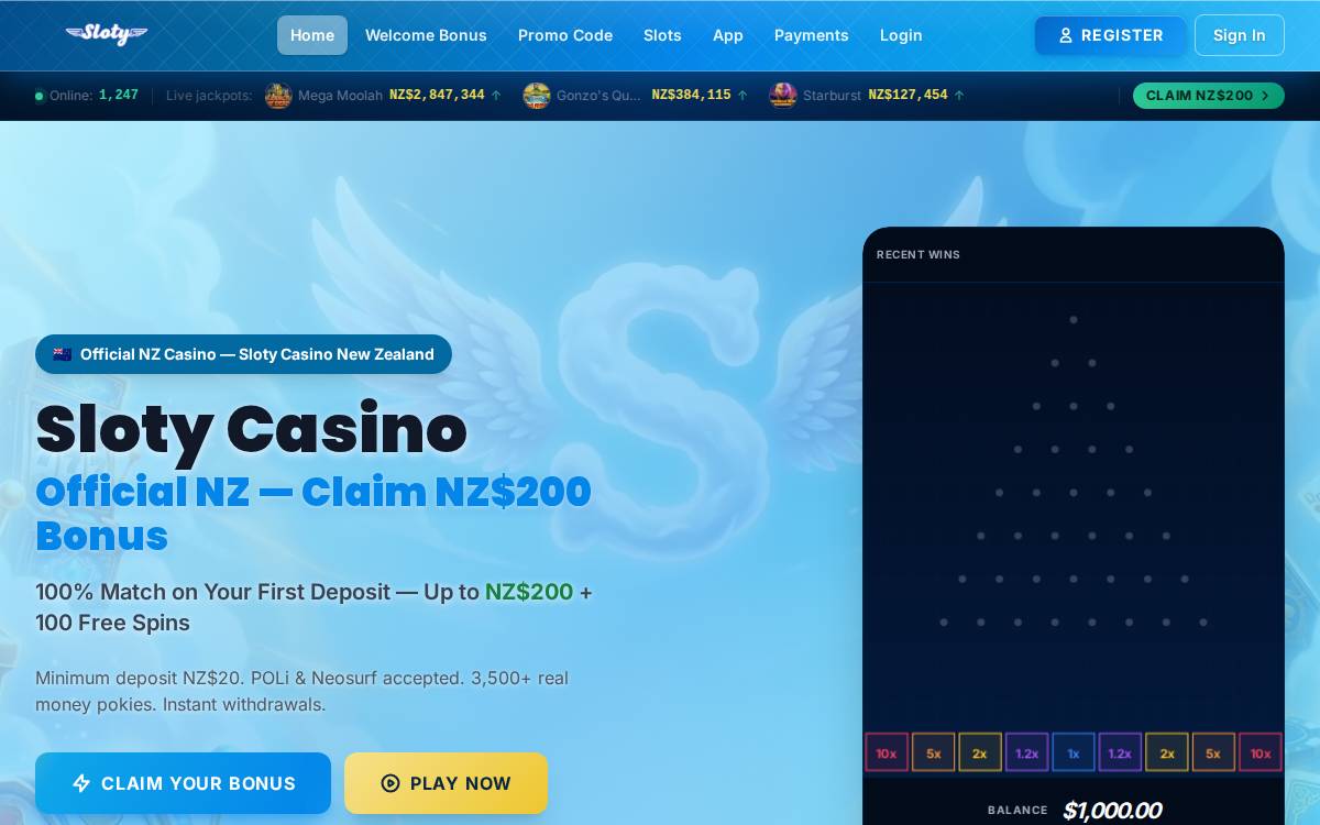 Casino sloty website preview