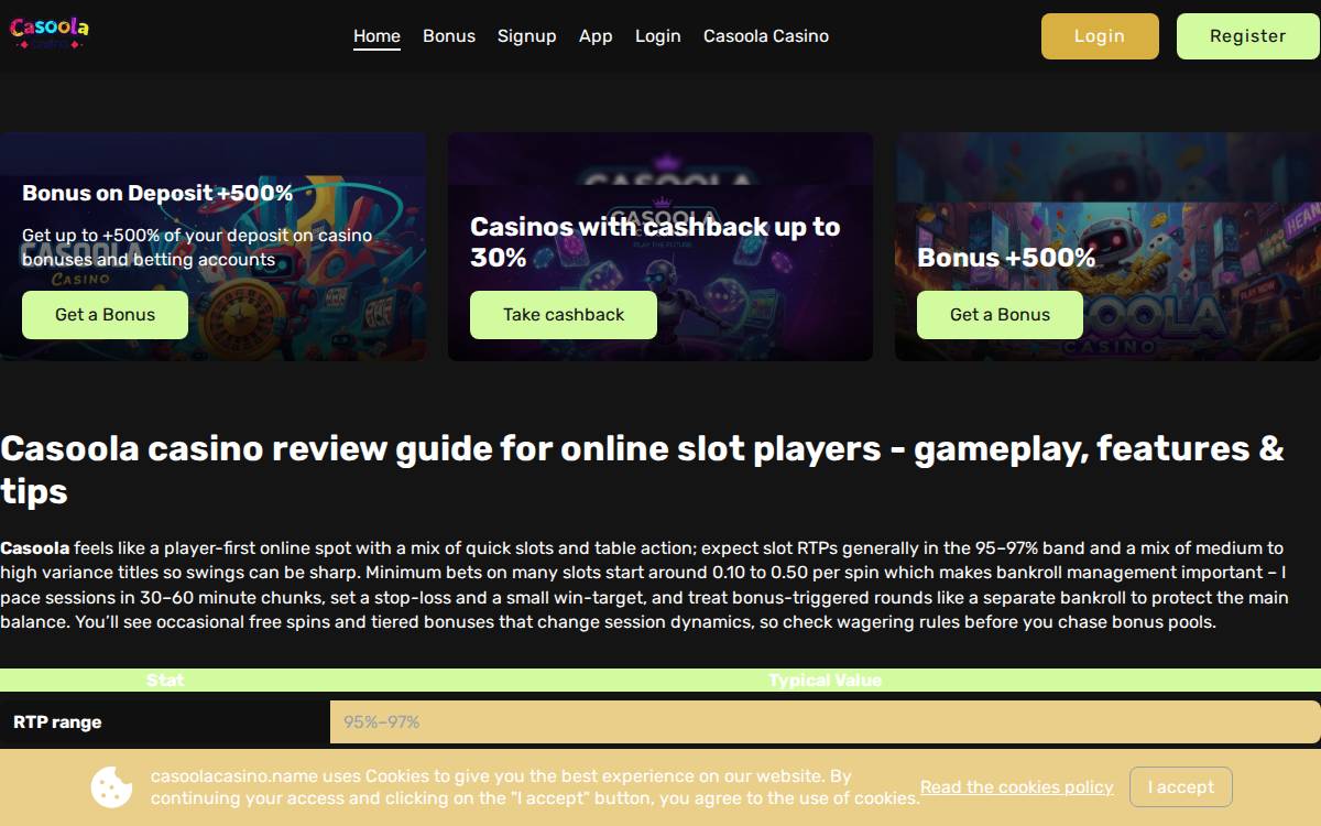 Casoola Casino website preview