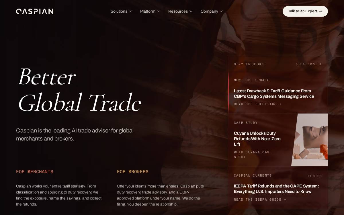 Caspian website preview