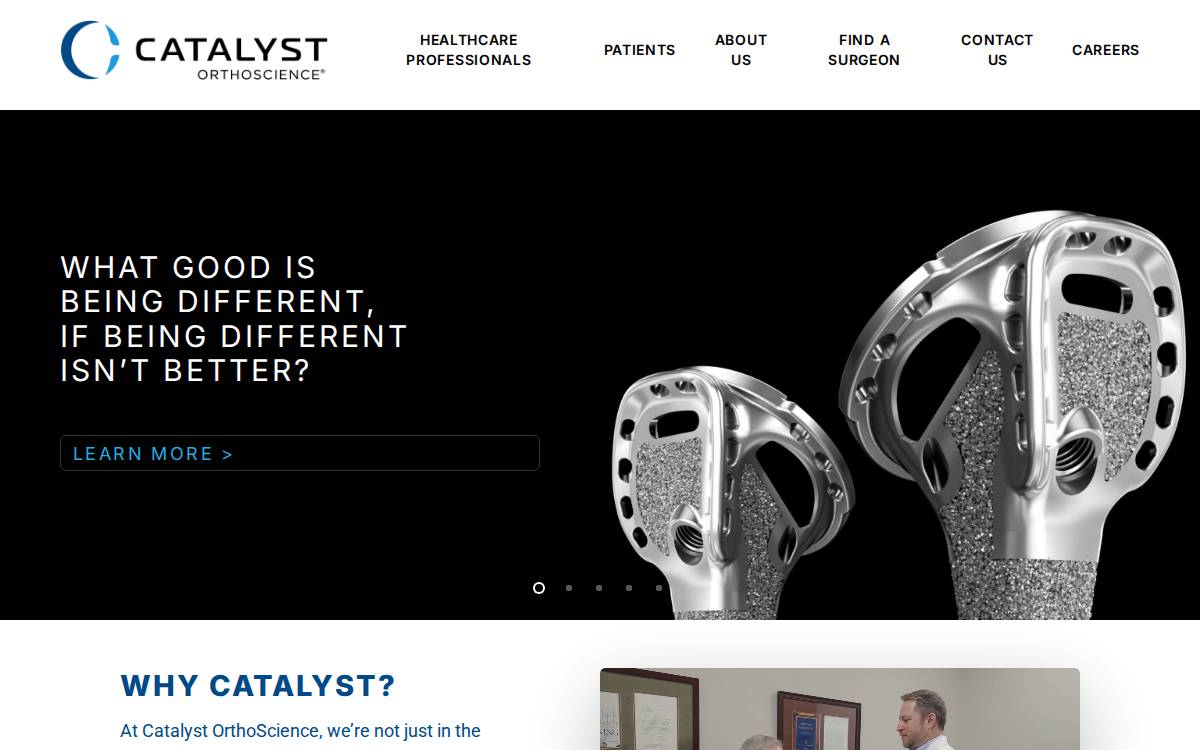 Catalyst OrthoScience website preview