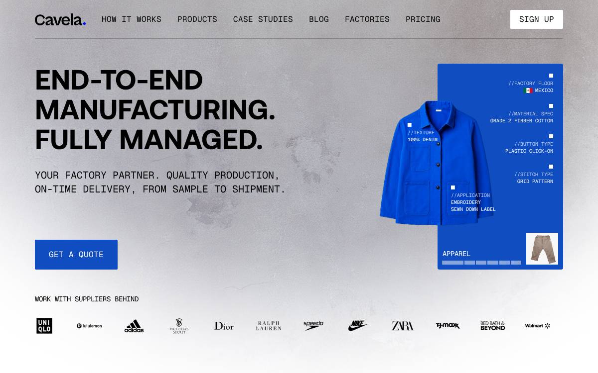 Cavela website preview