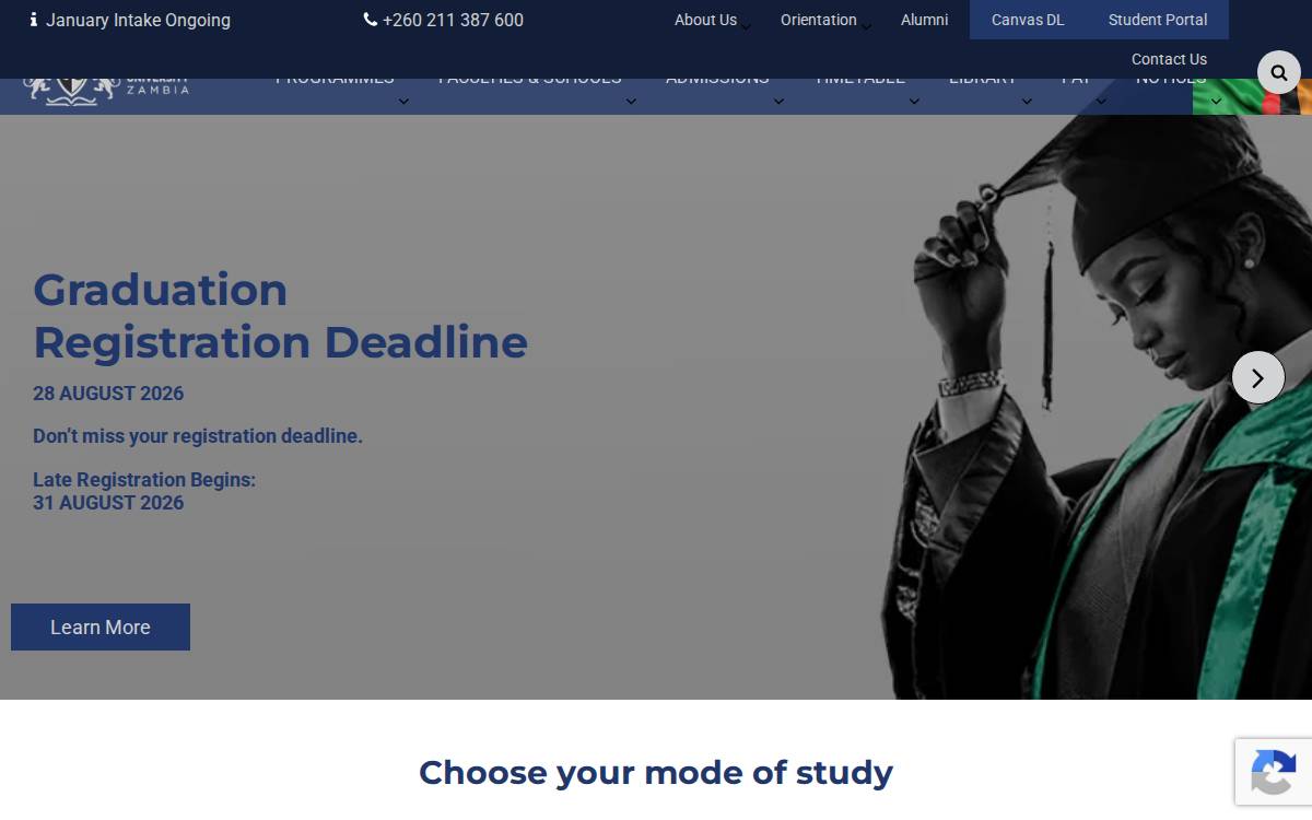Cavendish University website preview