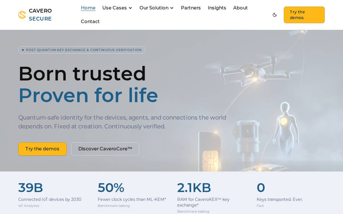 Cavero Quantum website preview