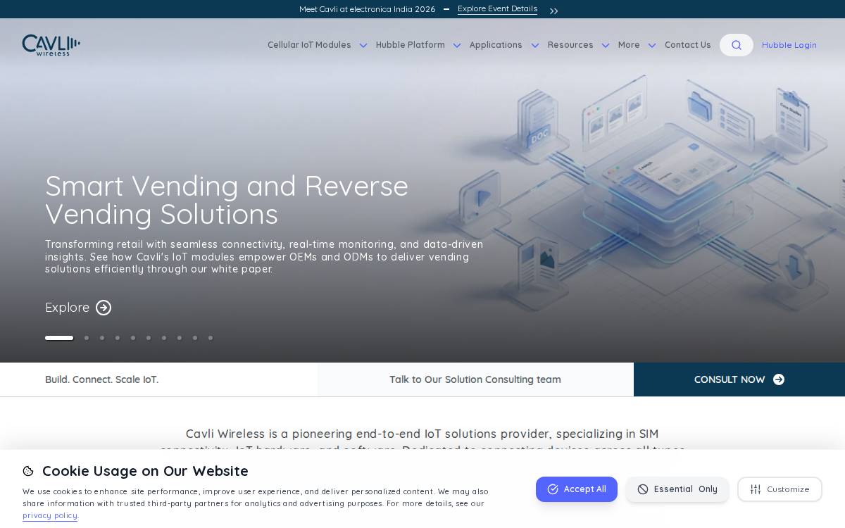 Cavli Wireless website preview