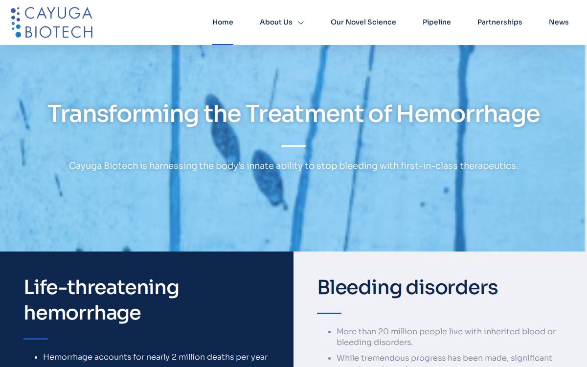 Cayuga Biotech website preview