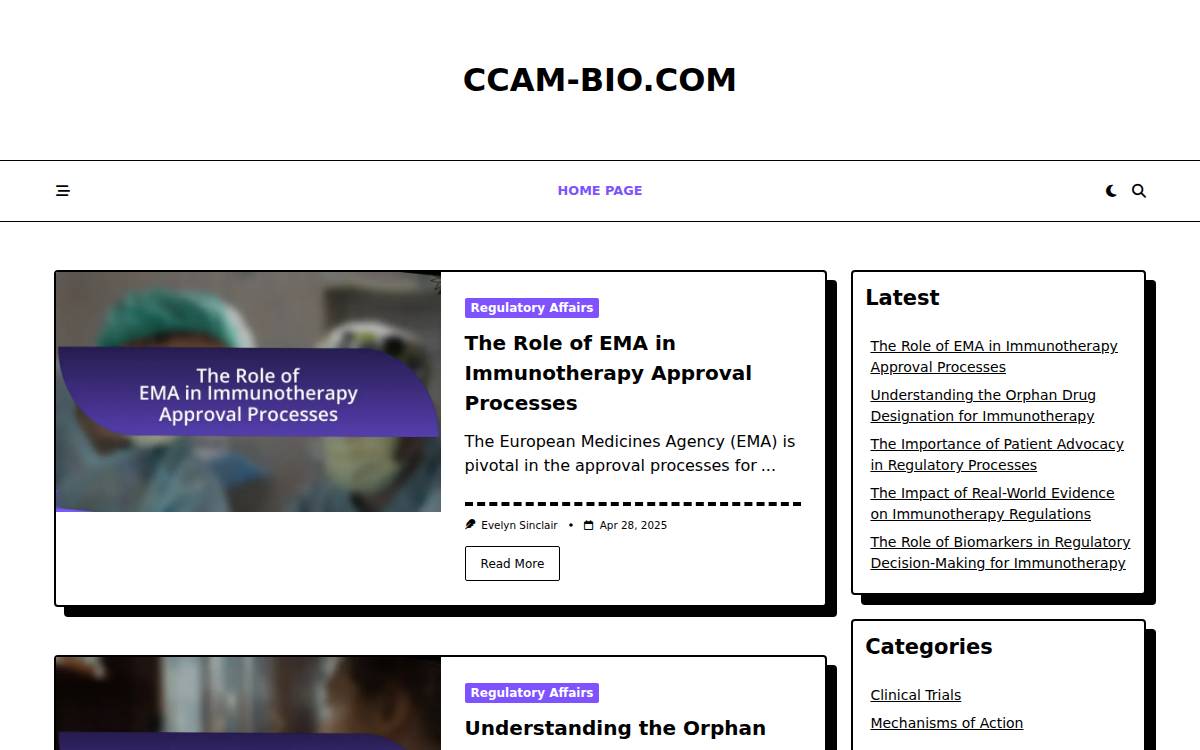 Ccam Bio website preview