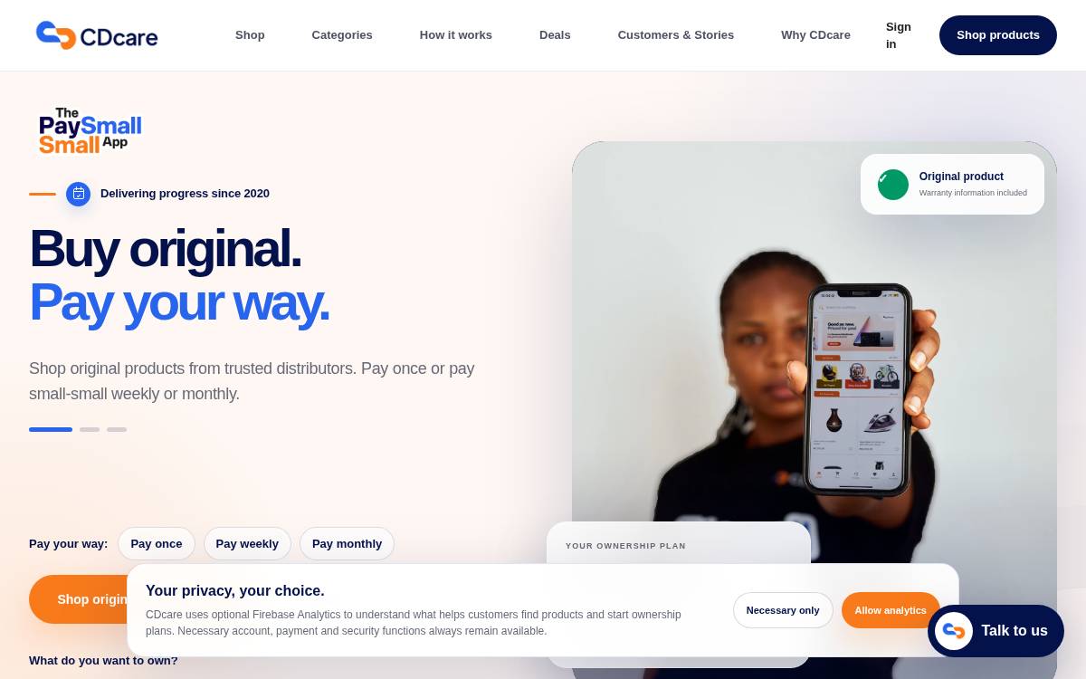 CDCARE website preview