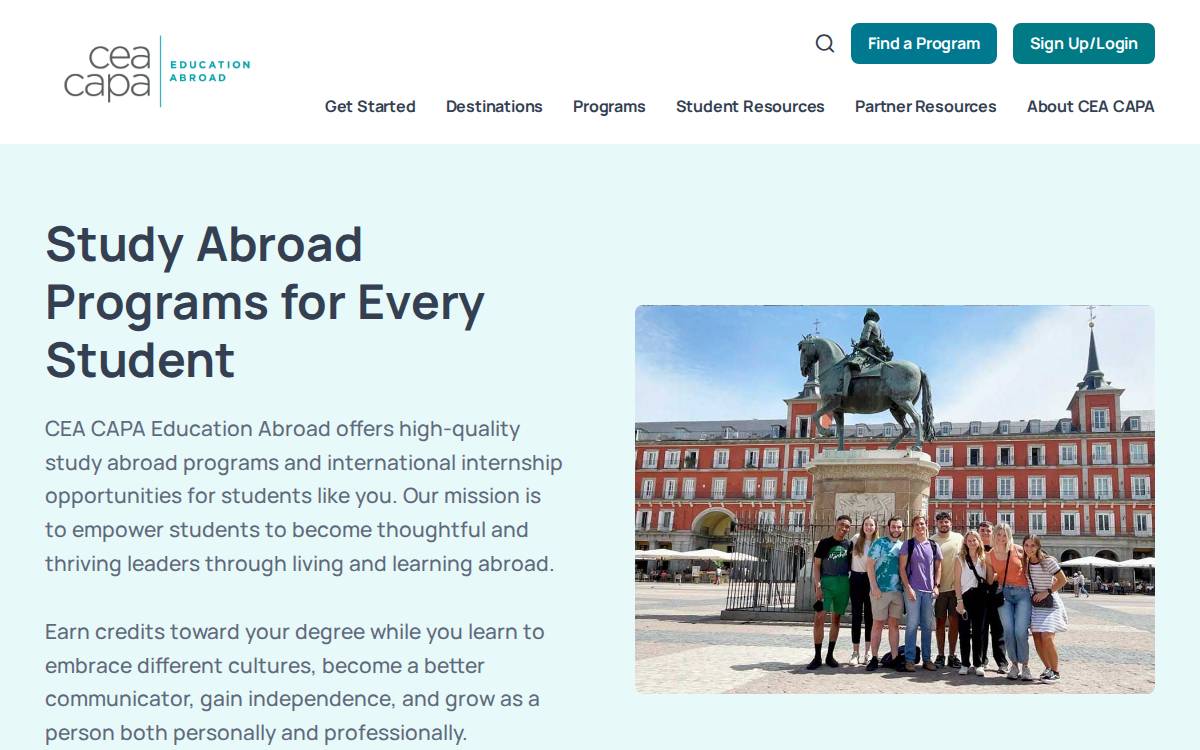 Ceastudyabroad website preview