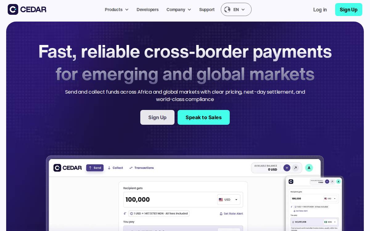 Cedar website preview