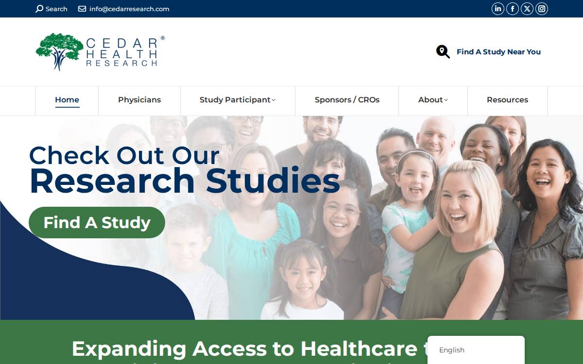 Cedarhealthresearch website preview
