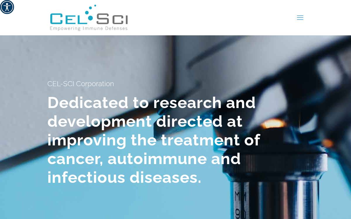 CEL SCI website preview