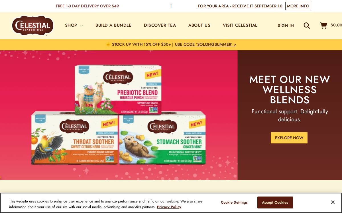 Celestial Seasonings website preview