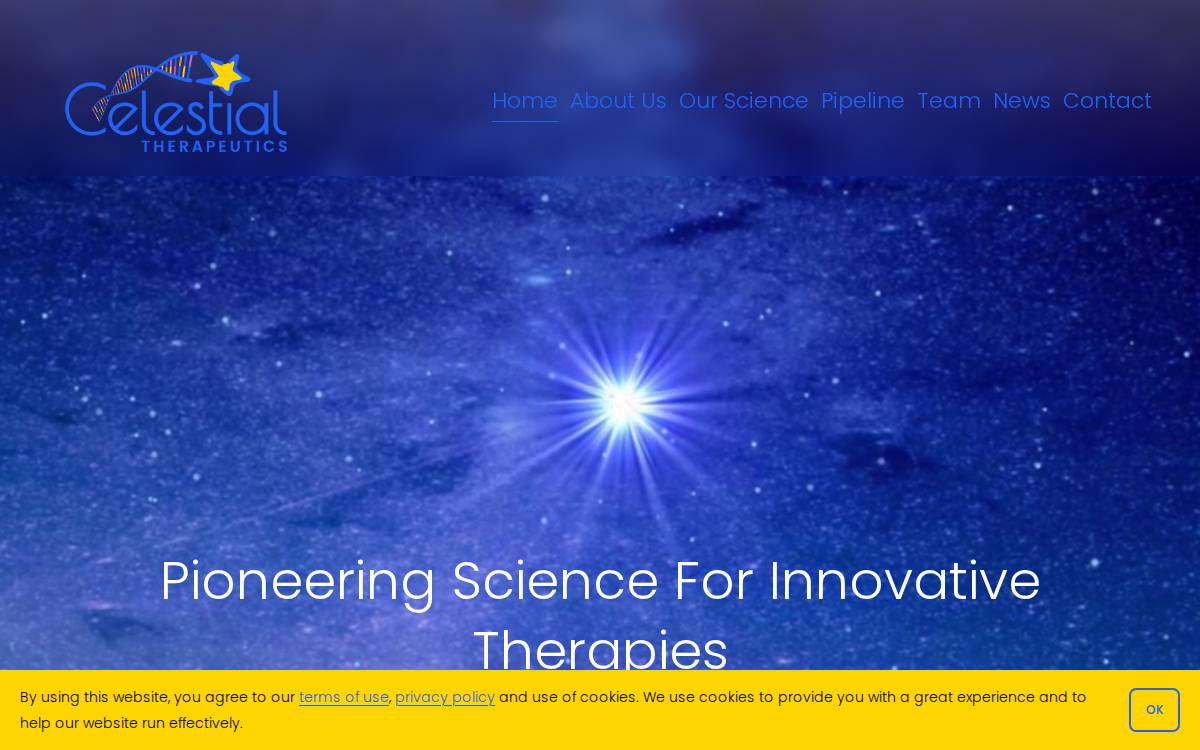 Celestial Therapeutics website preview