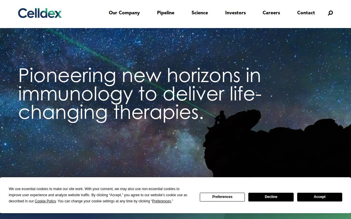 Celldex Therapeutics, Inc. website preview