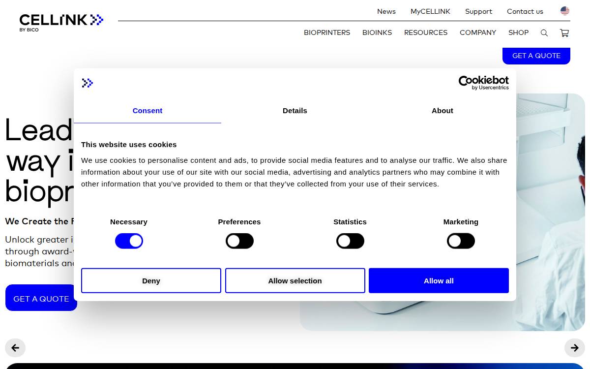 Cellink website preview