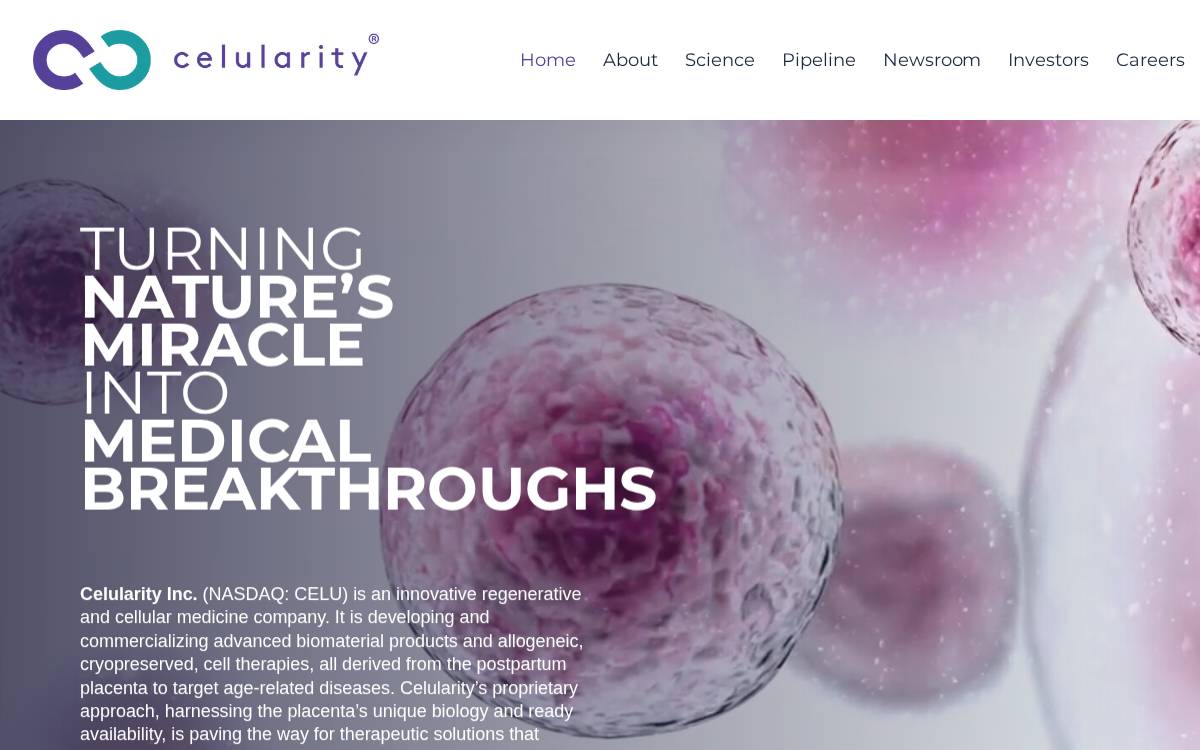 Celularity website preview